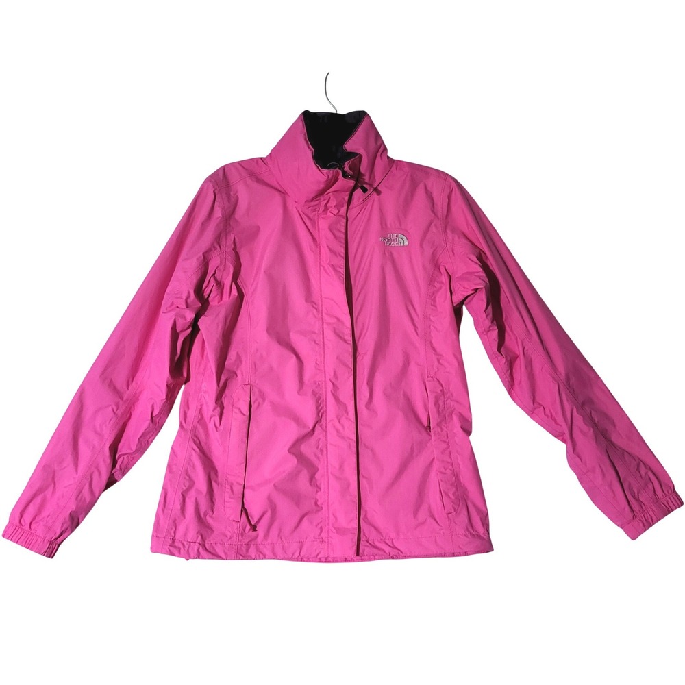 The North Face Womens HyVent Rain Jacket Pink Full Zip Hooded Shell Medium